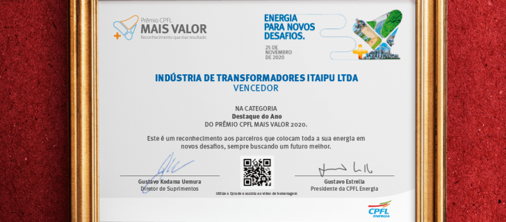 Prêmio CPFL Mais Valor 2020 na categoria “Destaque do Ano”
